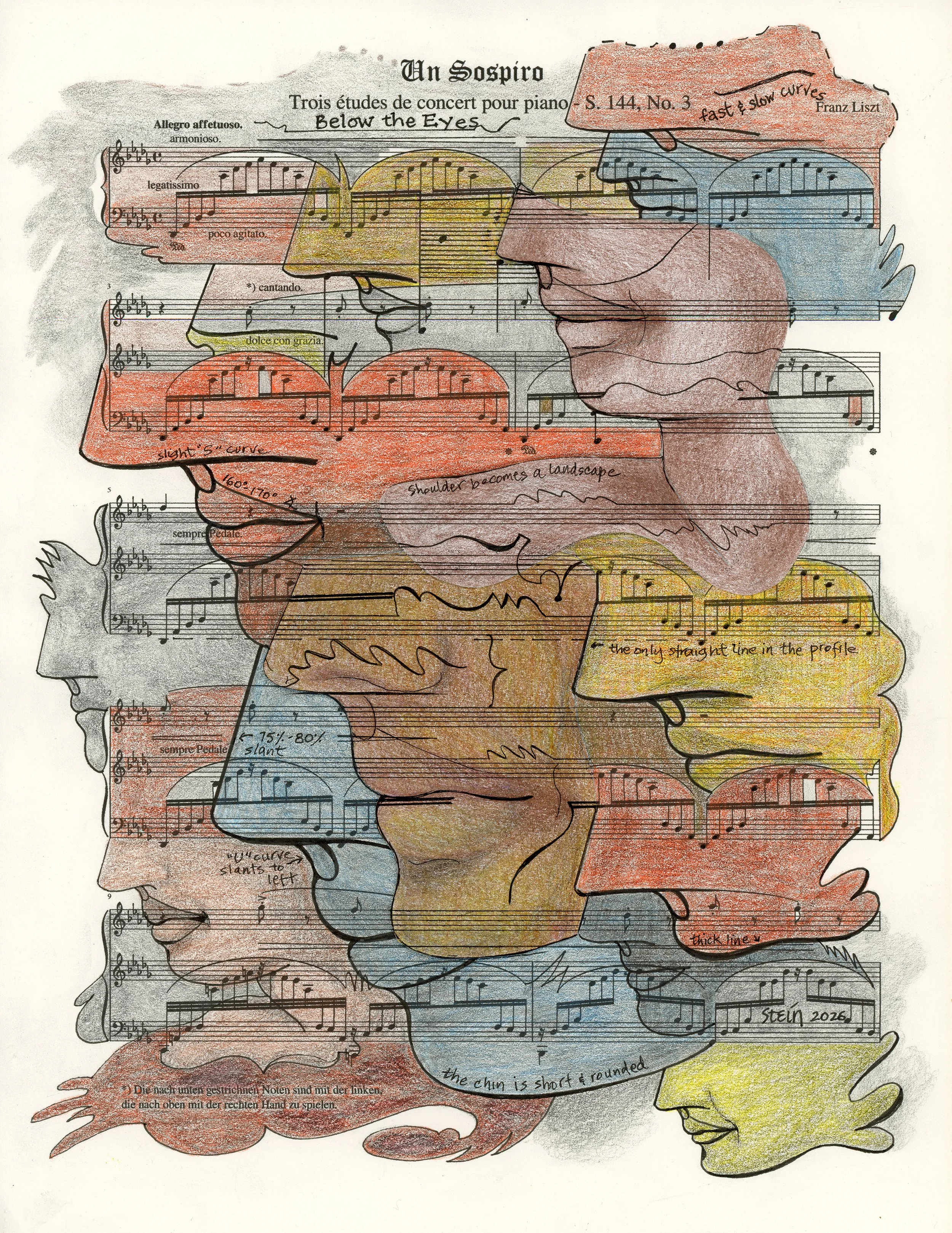   Un Sospiro 418.044  2026; 11” x 8.5”; Colored Pencil, Graphite, and Ink on Paper 