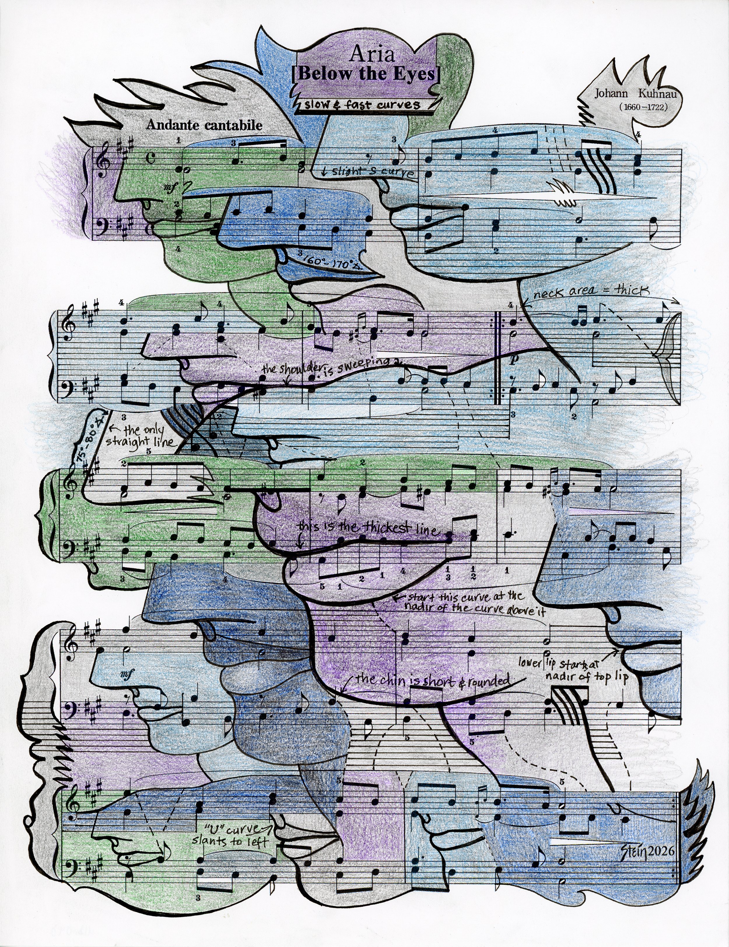   Aria 418.040  2026; 11” x 8.5”; Colored Pencil, Graphite, and Ink on Paper 