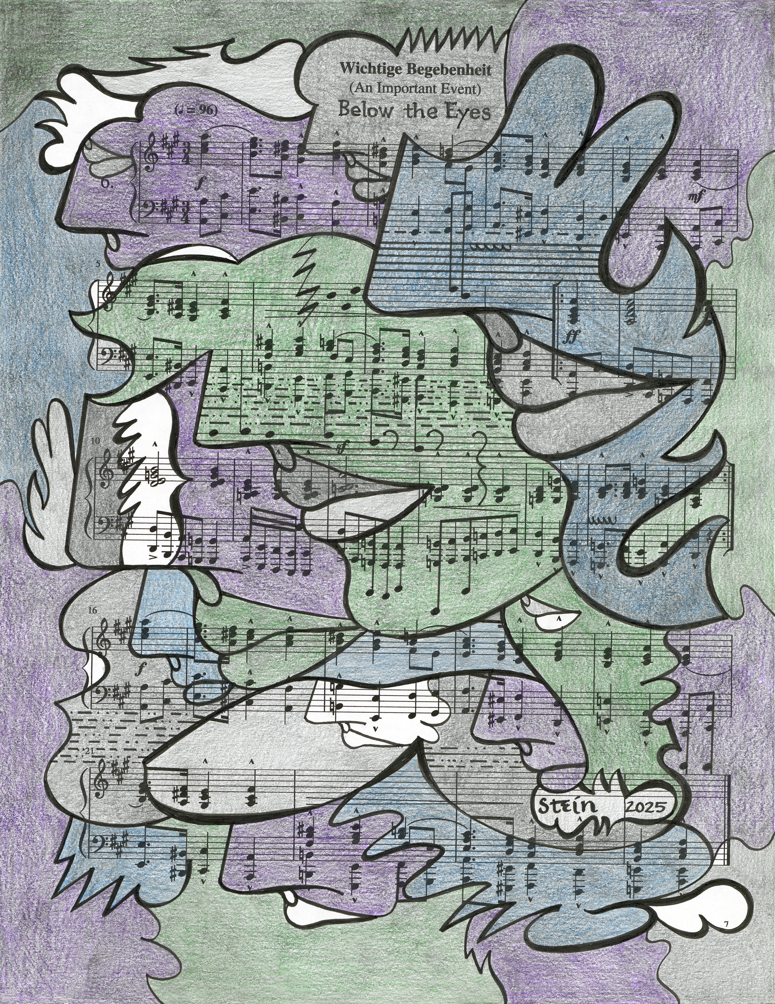 Profile Notation 418.018 2025; 11” x 8.5”; Colored Pencil, Graphite, and Ink on Paper