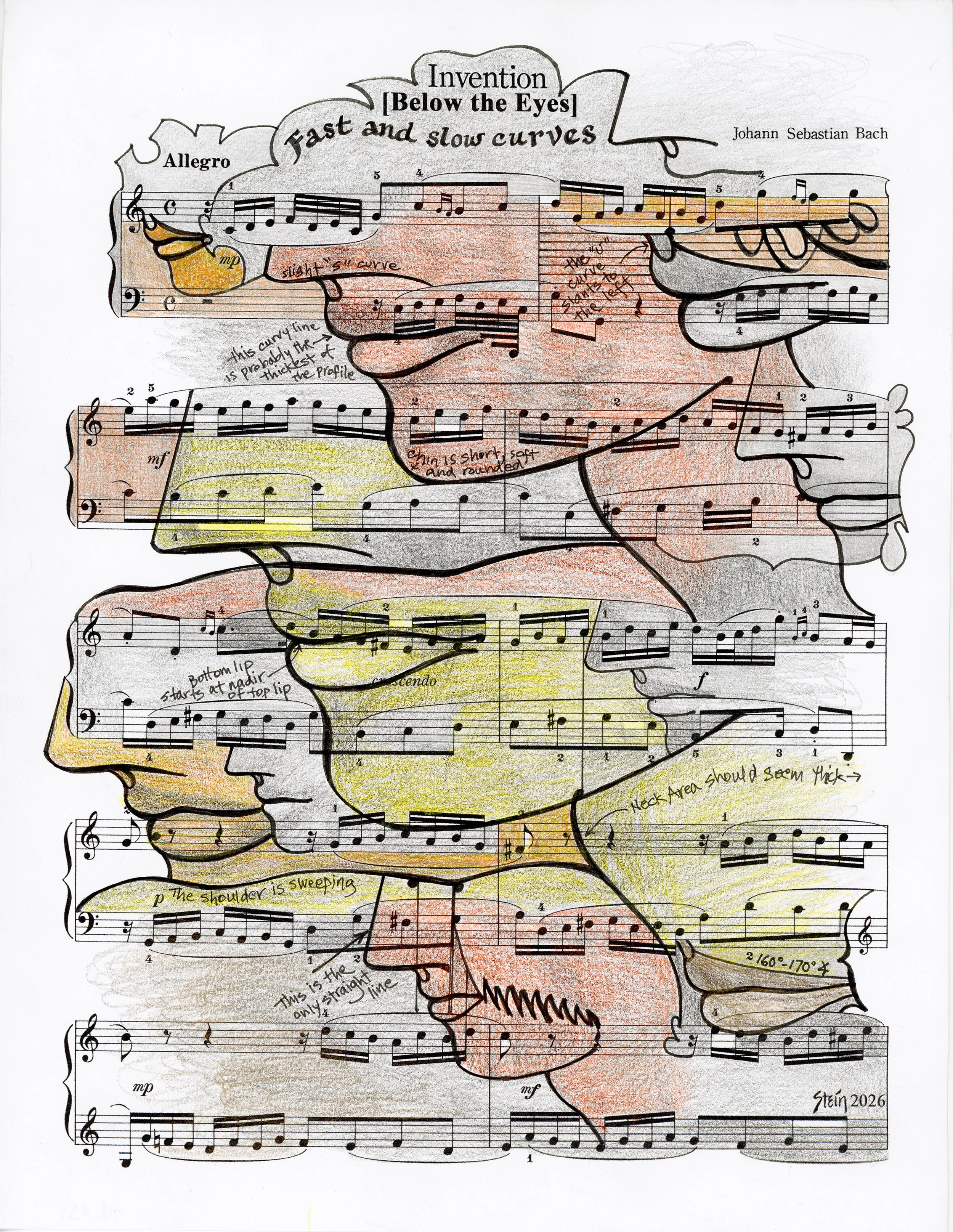   Invention: Fast and Slow Curves 418.039  2026; 11” x 8.5”; Colored Pencil, Graphite, and Ink on Paper 