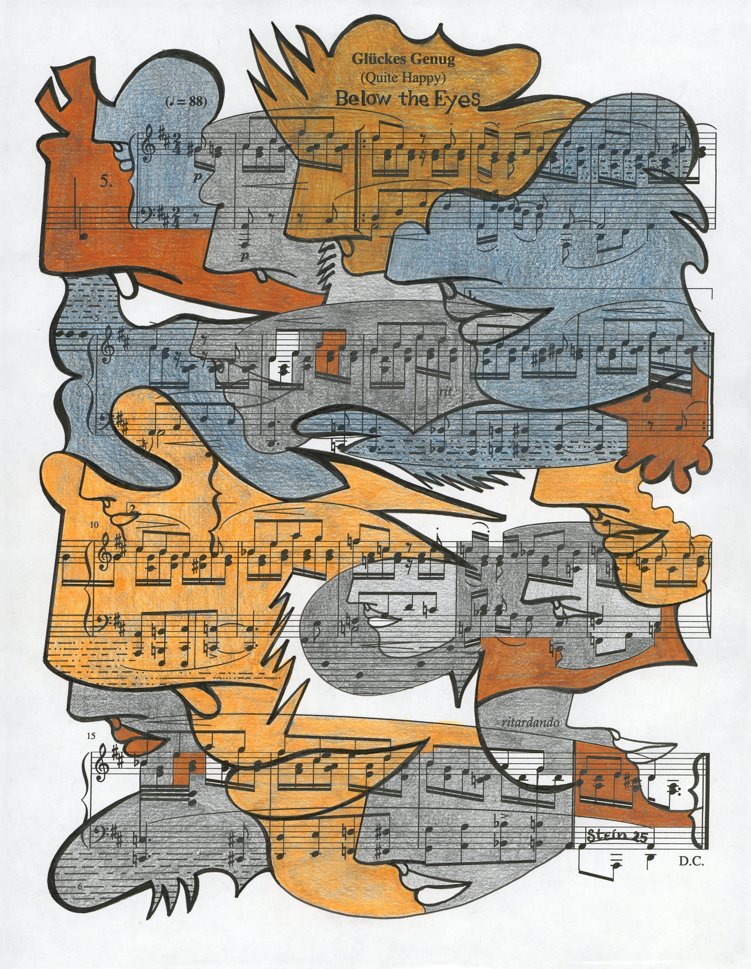 Profile Notation 418.017 2025; 11” x 8.5”; Colored Pencil, Graphite, and Ink on Paper