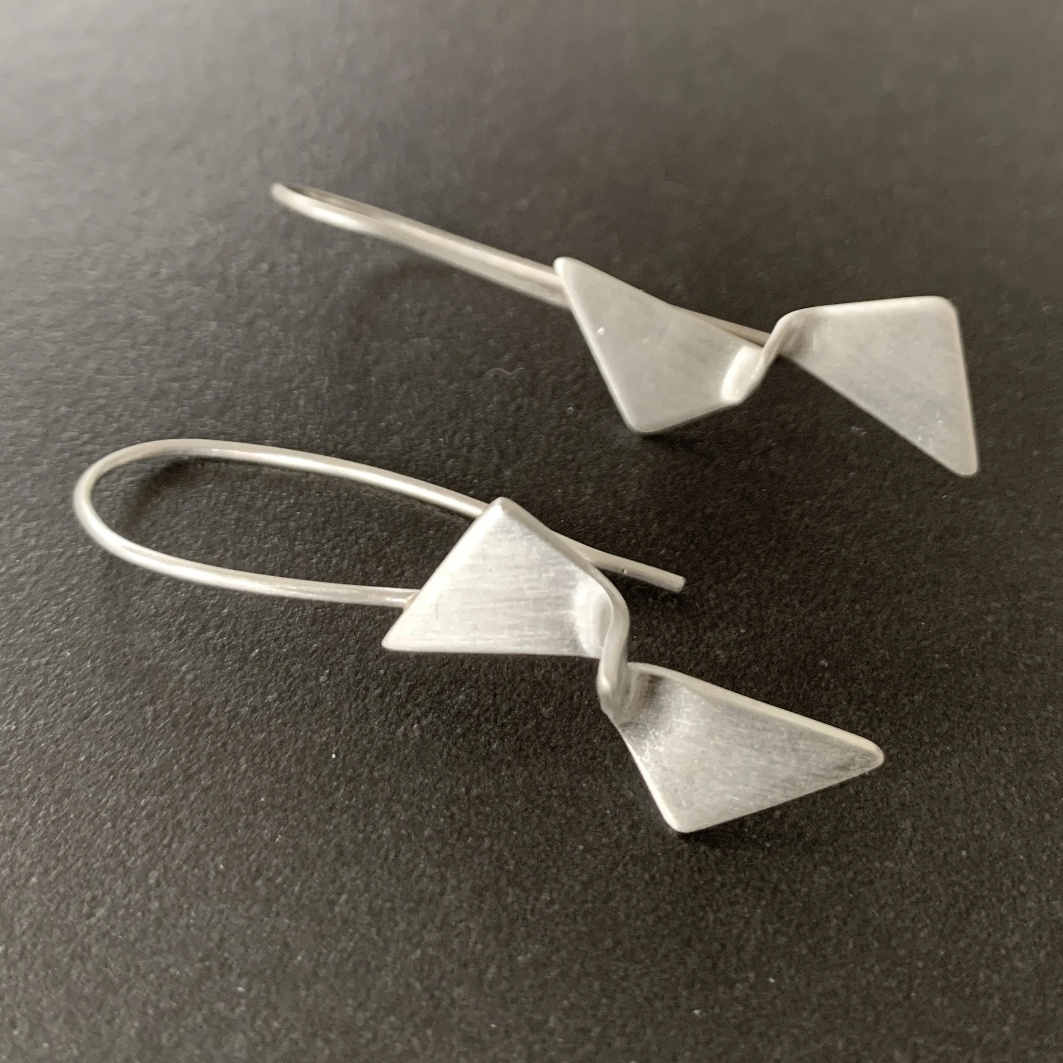 sterling silver geometric fold earrings