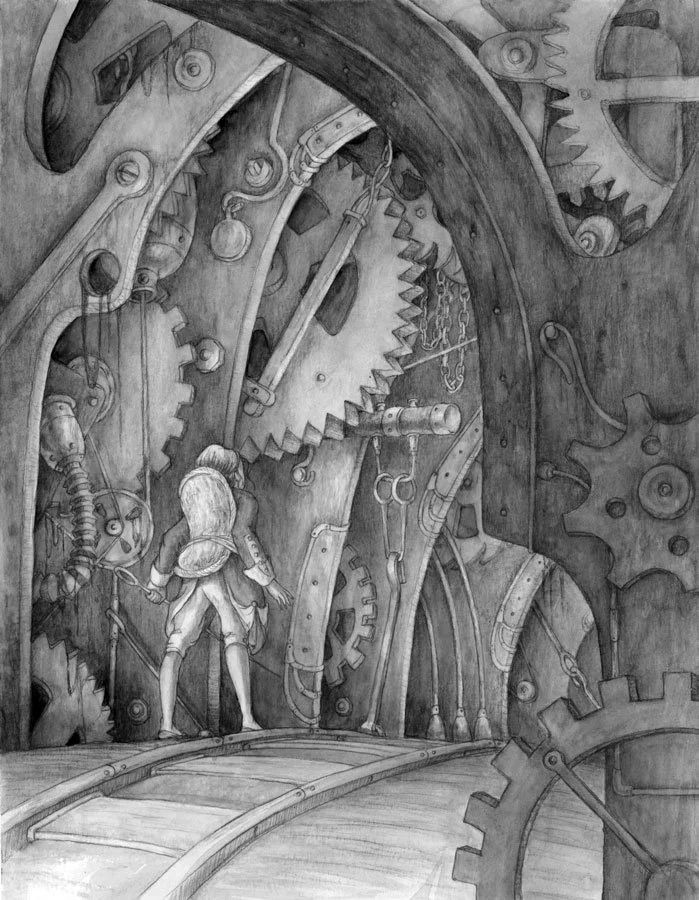 The clock was a dingy ruin, but it was still breathtaking. As big as a cathedral, as complicated as a steam engine, as busy as a bee's nest, 