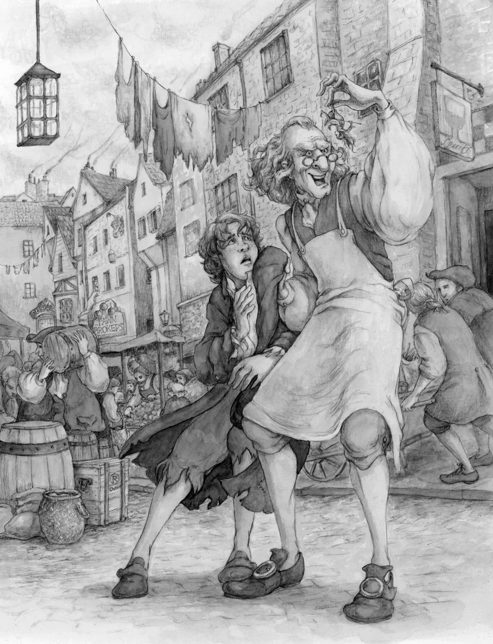 Whoosh! The pocket vanished as Mr. Plinker whipped her into the air. Lily dangled upside down in front of his eyes.