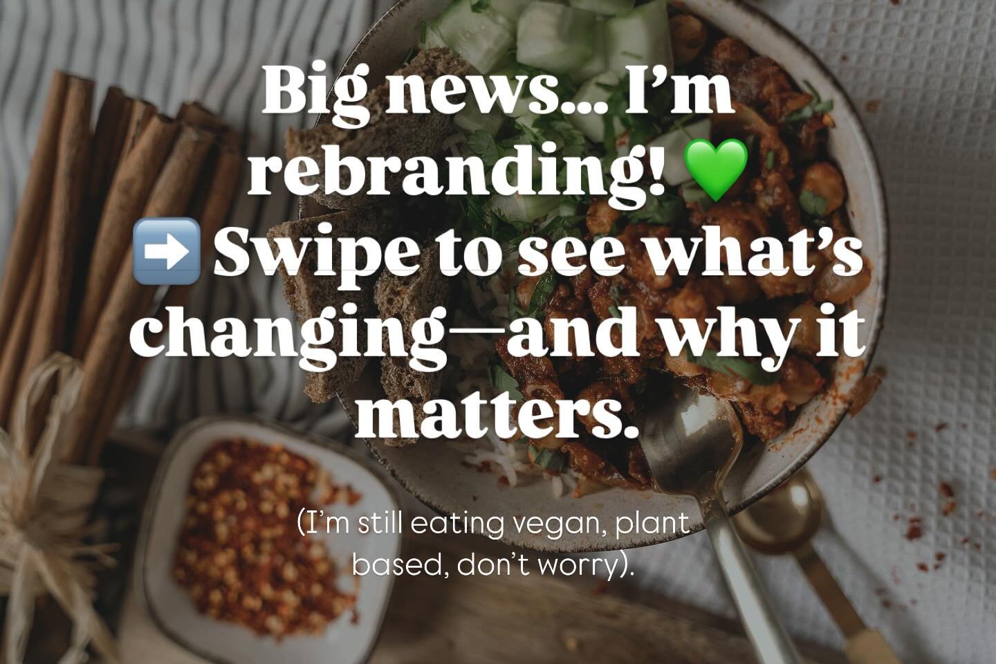 Read more here 👇🏻

📣 Big update! I'm rebranding 💚 

Hey friends&mdash;just a quick note to let you know I&rsquo;ll be changing my Ig handle, the name of my YouTube channel, books, etc. to reflect a new direction I&rsquo;m really excited about. Th