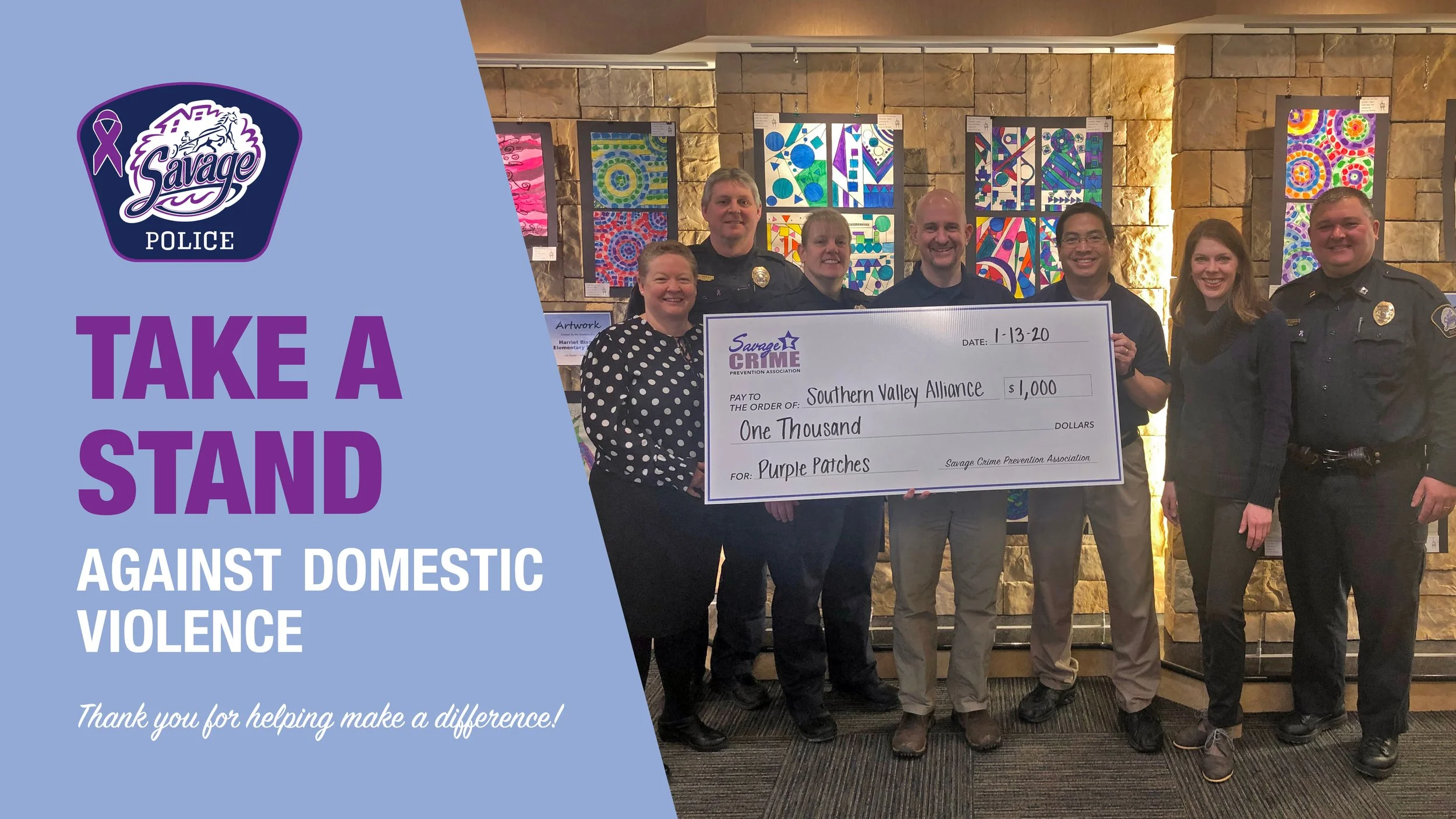 Savage PD Raises $1,000 for Domestic Violence
