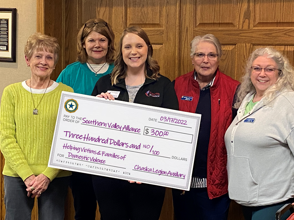 Auxiliary Unit 57 makes donation to Southern Valley Alliance