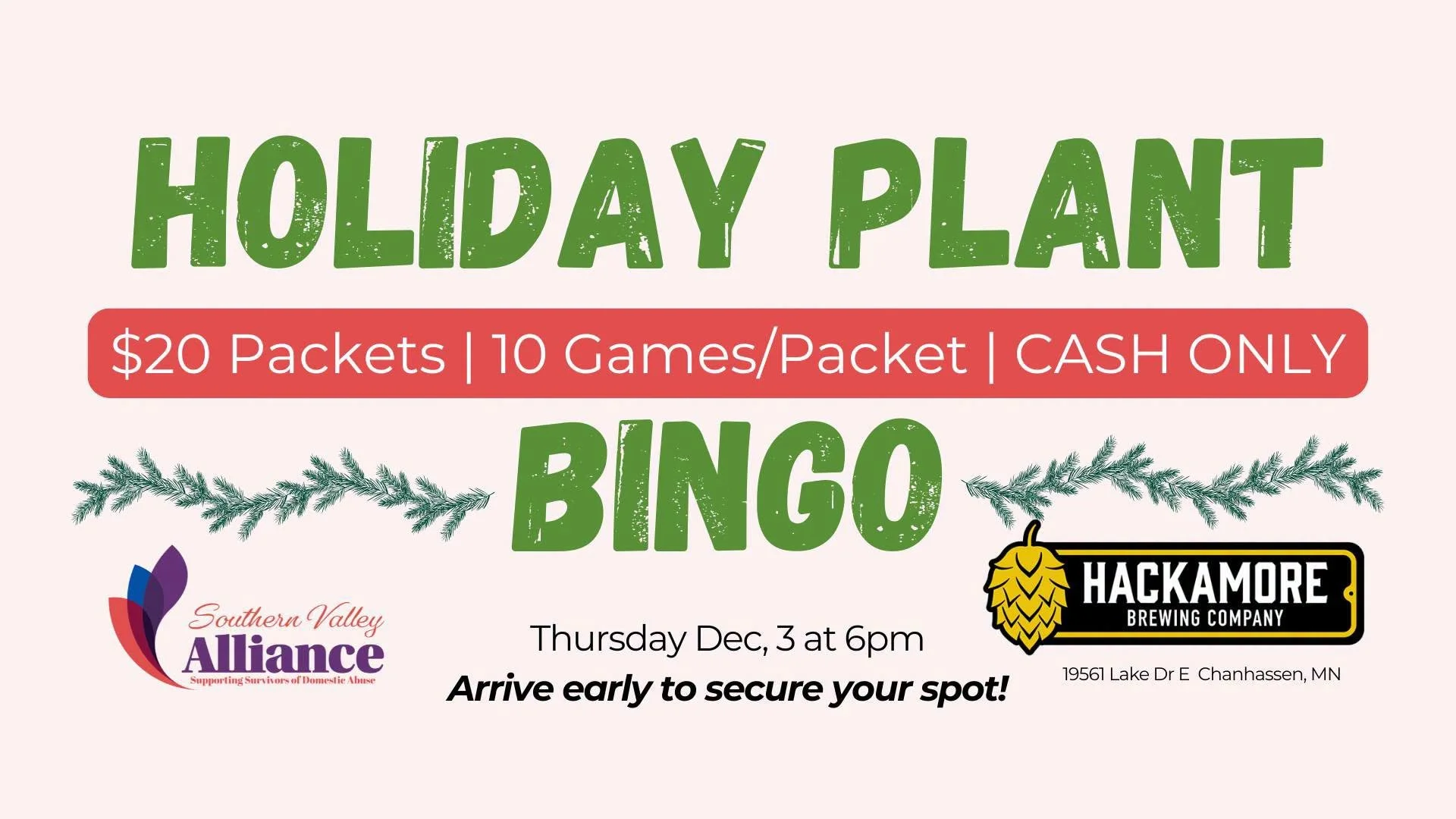 Holiday Plant Bingo at Hackamore Brewing Co