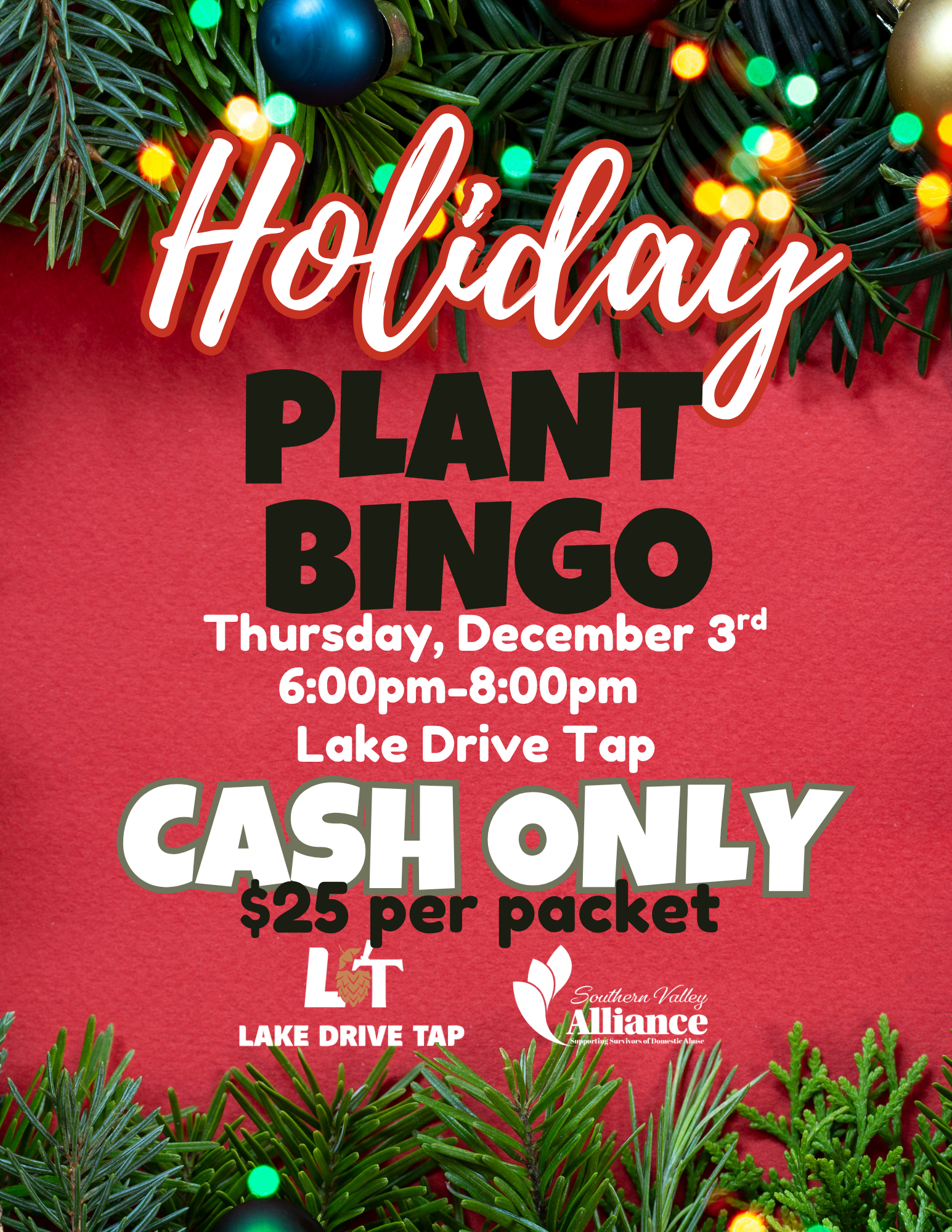 Holiday Plant Bingo at Lake Drive Tap