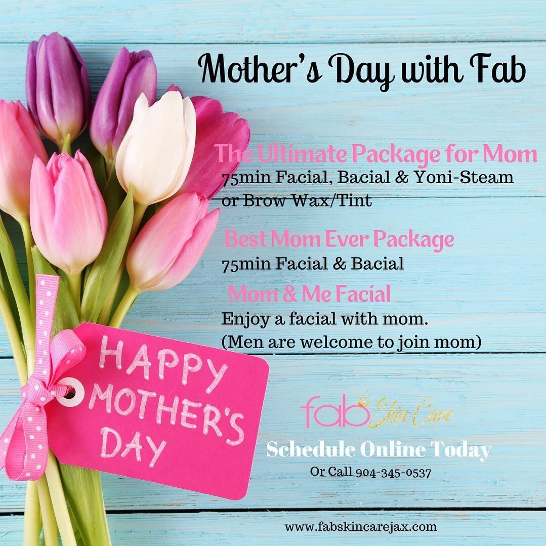 💐Whose ready to treat our favorite Mom or even yourself?! Check out our packages, schedule and leave the rest up to us to make her day special for Mother&rsquo;s Day. 💕