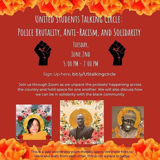 InnerCity Struggle and United Students (ICS' youth leadership program) are hosting a circle today for students who are looking for a space to process and talk about the protests and to engage in conversations about police brutality, systemic racism, 