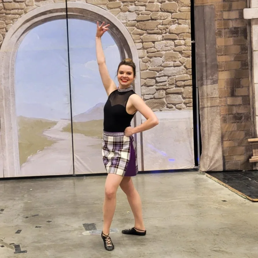 NYC Scottish Highland Dancer Stephanie - Pink Tartan Leap