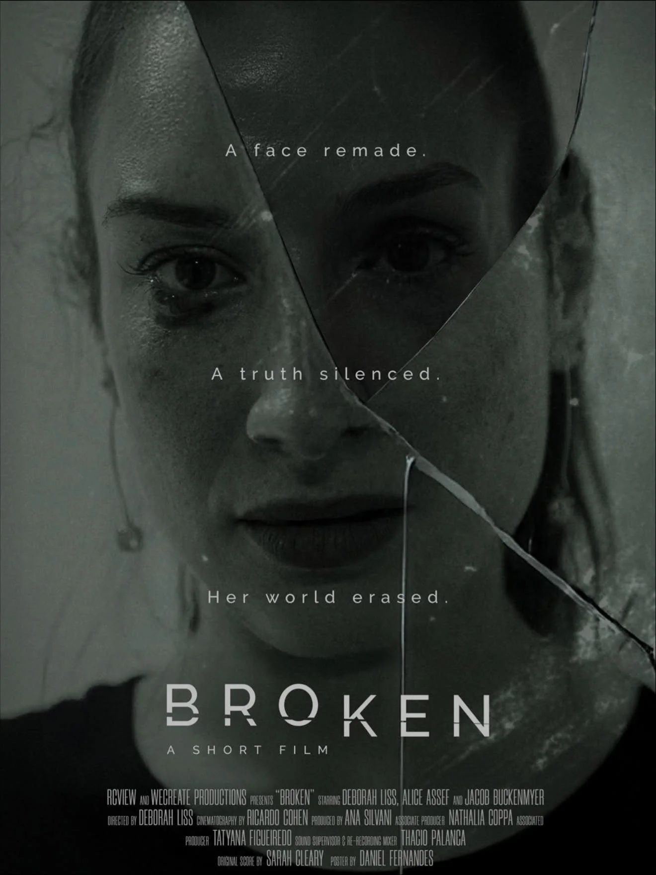 Broken Short Film debuted on @labrff 🎥🚀🙏🏻
​
Cast
Woman: Deborah Liss
Reflection: Alice Assef
Man: Jacob Buckenmyer
​
Director: Deborah Liss
Cinematographer: Ricardo Cohen
Producer: Ana Silvani
Associate Producer: Tatyana Figueiredo
Associate Prod