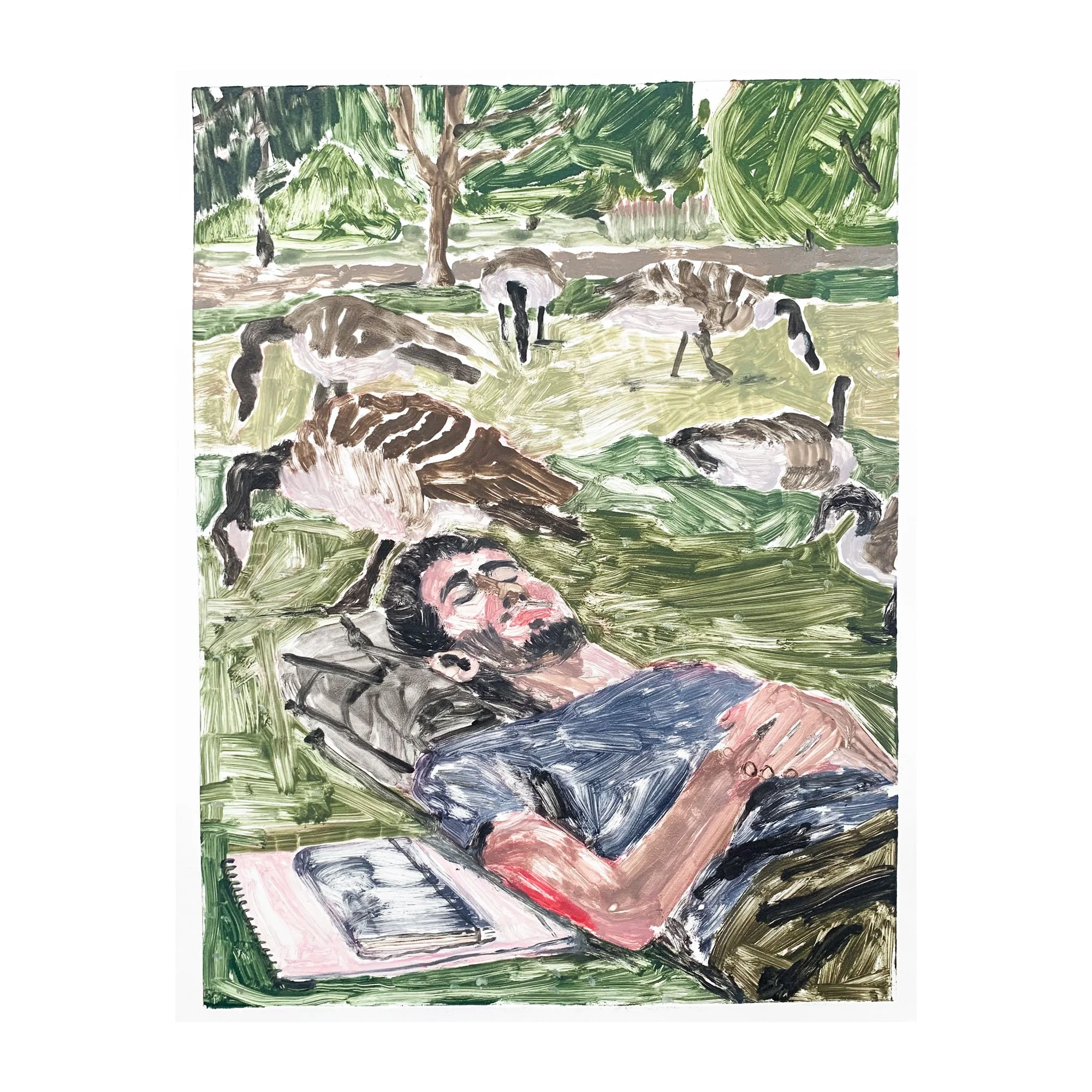 'Arun amongst the geese' Monotype