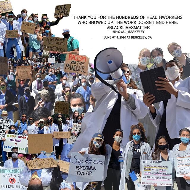 Thank you to the hundreds of health workers who showed up. The work doesn&rsquo;t end here. #whitecoatsforblacklives #blacklivesmatter