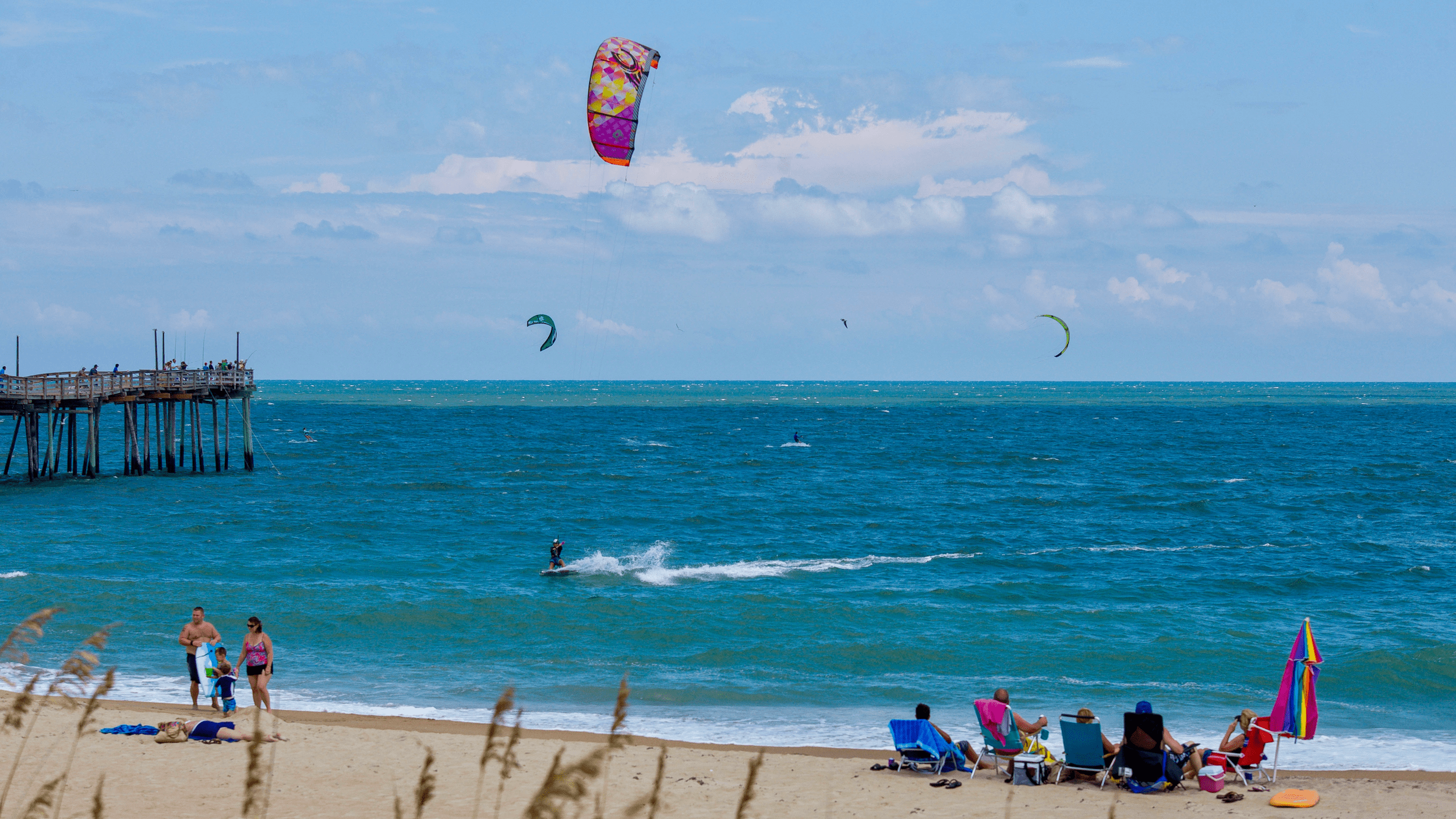 kiteboarding near the Avon Pier