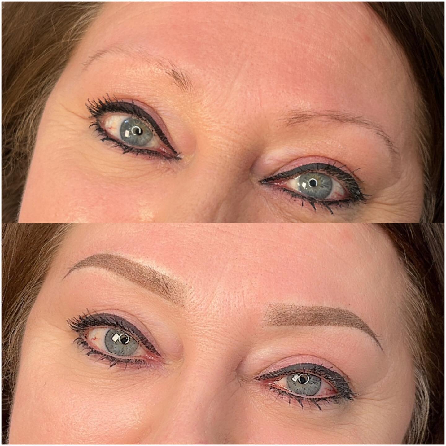 Soft ombr&eacute; is the best for super thin brows ! This will heal softer making it look like she has lightly filled it in with a bit of powder. 

❤️❤️❤️❤️❤️❤️❤️❤️