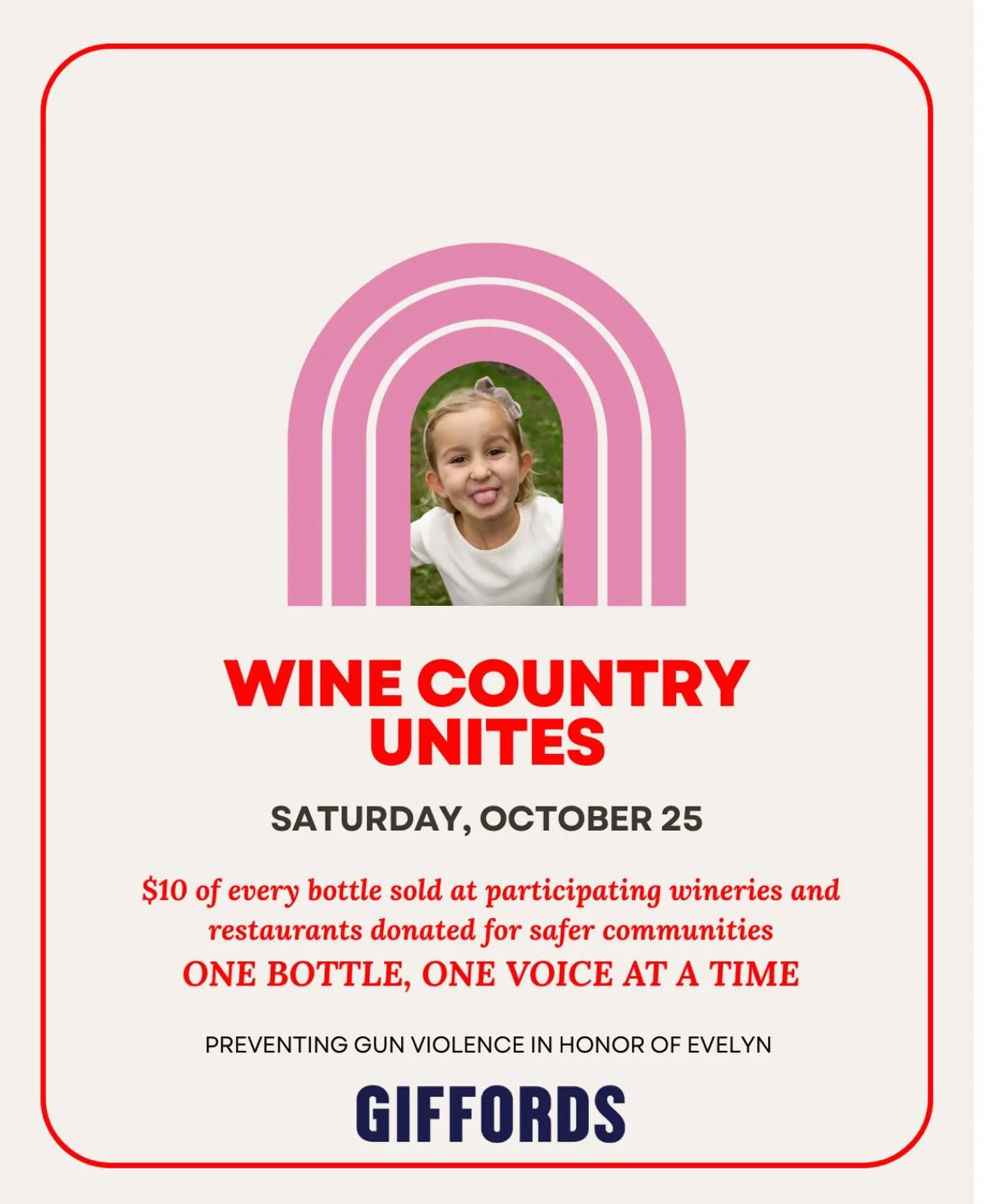 Please join us in support of Wine Country Unites as we raise funds for @giffords_org to again support this important project to reduce the scourge of gun violence in our nation 🇺🇸. We proudly stand with @reevewines @kellydorrance @noahdorrance in s