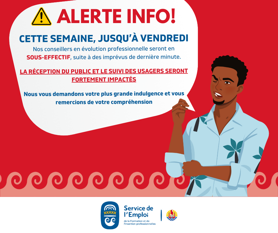 ALERTE INFO : Effectif réduit au niveau des conseillers en évolution professionnelle