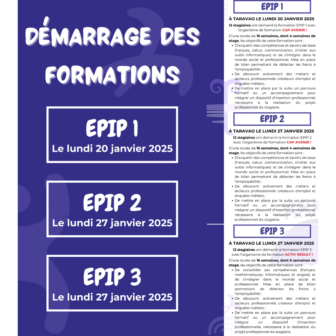 Top départ pour nos 3 formations : EPIP 1, EPIP 2 et EPIP 3