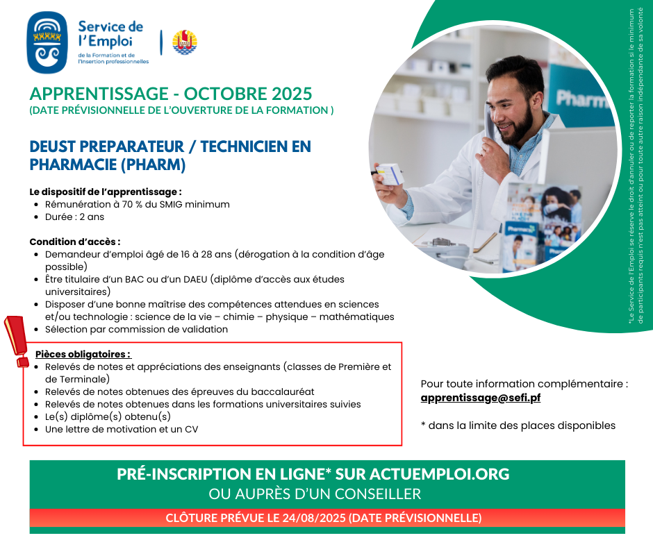 DEUST PREPARATEUR / TECHNICIEN EN PHARMACIE (PHARM)