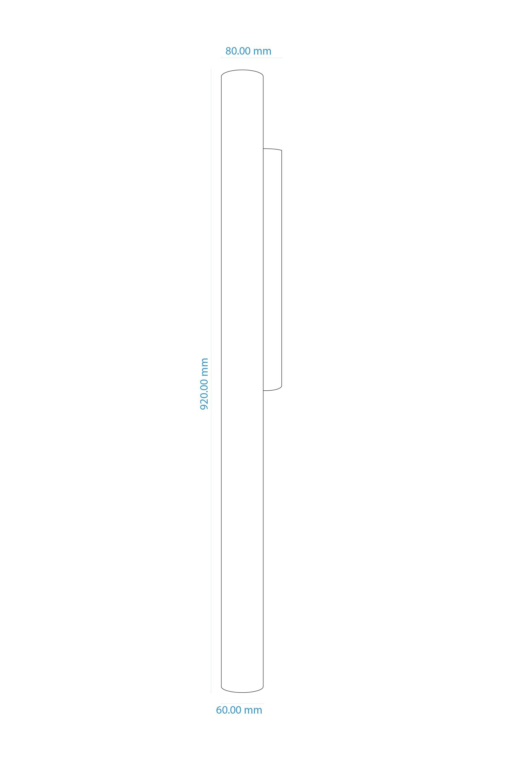 Technical drawing of a cylindrical wall-mounted fixture measuring 920 mm in height, with an 80 mm top diameter and 60 mm bottom diameter. A side protrusion indicates the mounting component.
