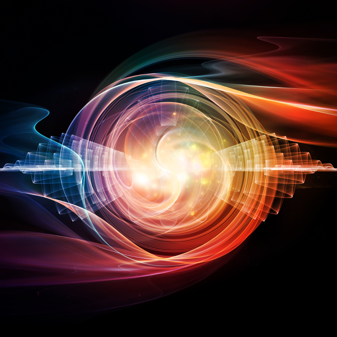 A colorful image of lines showing vibration in energy form.