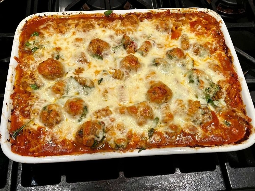 Easy Meatball Pasta Bake