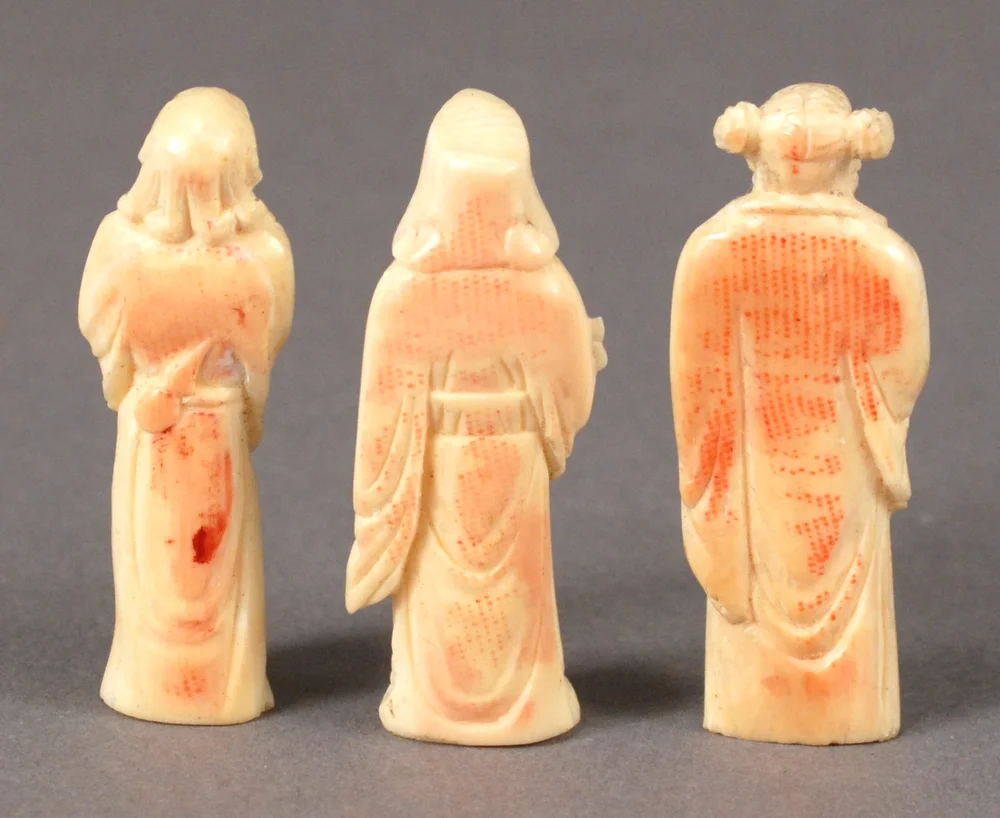 Three Miniature Carved Chinese figures — Carmel Doll Shop