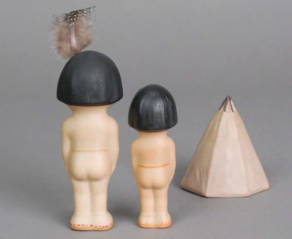 アメリカネイティブインディアンビスクドールTreasury Collection Native American Bisque Googly Eye Set - Made in Germany — Carmel