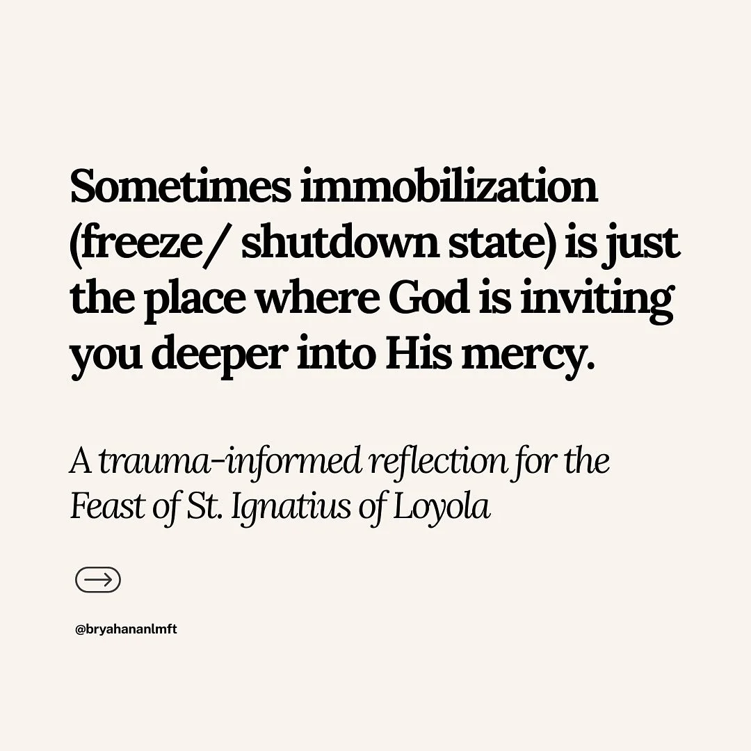 On this feast of St. Ignatius of Loyola, we remember that deep transformation often begins with disruption and nervous system dysregulation. 

So all those moments of powerlessness, frozenness, helplessness, hopelessness, and stuckness might be the p