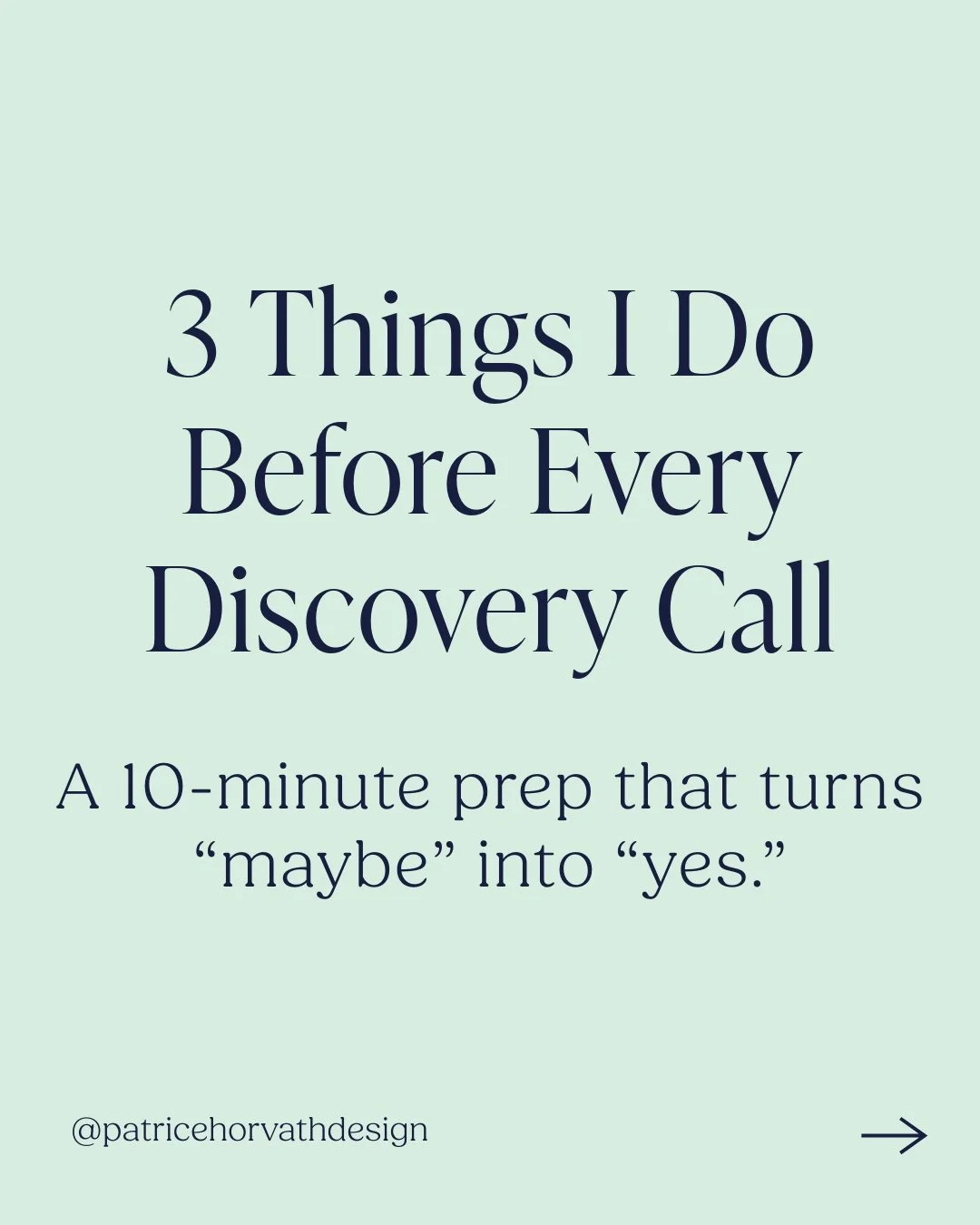 3 things I do before every discovery call

Even a quick 10 minutes of prep can be the difference between an awkward chat and a booked client. Here&rsquo;s my go-to checklist:

1️⃣ Research their current presence (website, socials, portfolio)
2️⃣ Prep