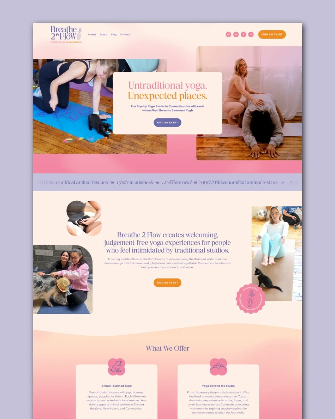 When Lindsay first came to us, her website was doing the bare minimum &mdash; no real visual identity, no personality, and no systems to support her growing yoga business.

We completely reimagined her site with bold colors, playful touches, and a fu