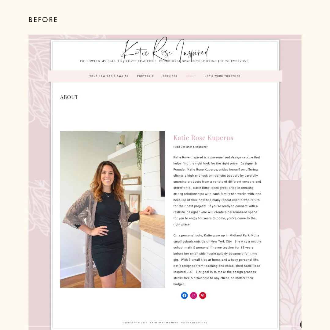 before picture of katie rose inspired website