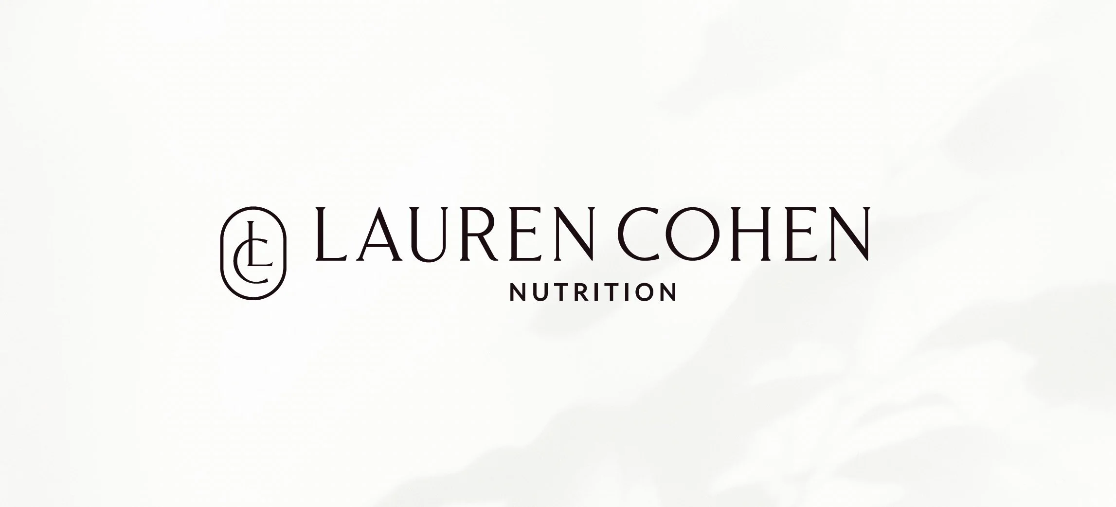 Lauren Cohen Nutrition logo variations displayed on a sophisticated mauve and burgundy color palette.