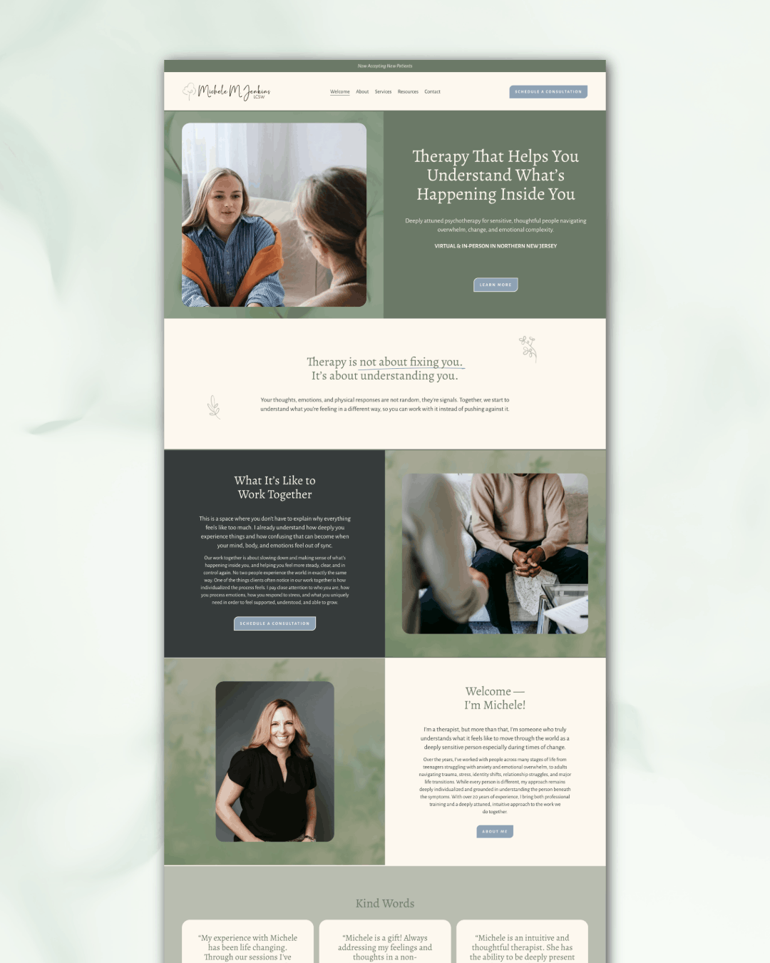 Squarespace support update for therapist in NJ