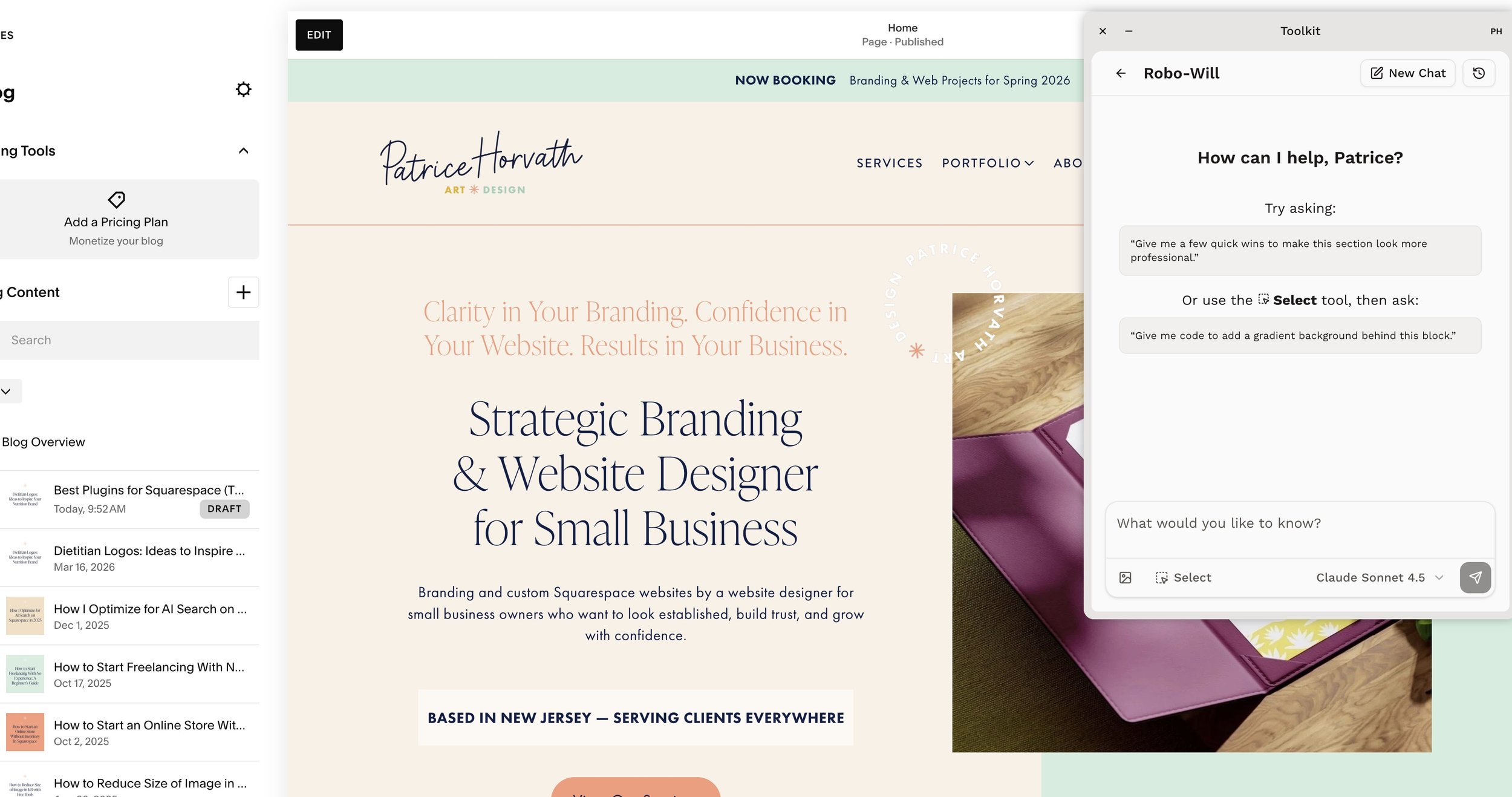 best custom code plugin for Squarespace, robowill chrome extension