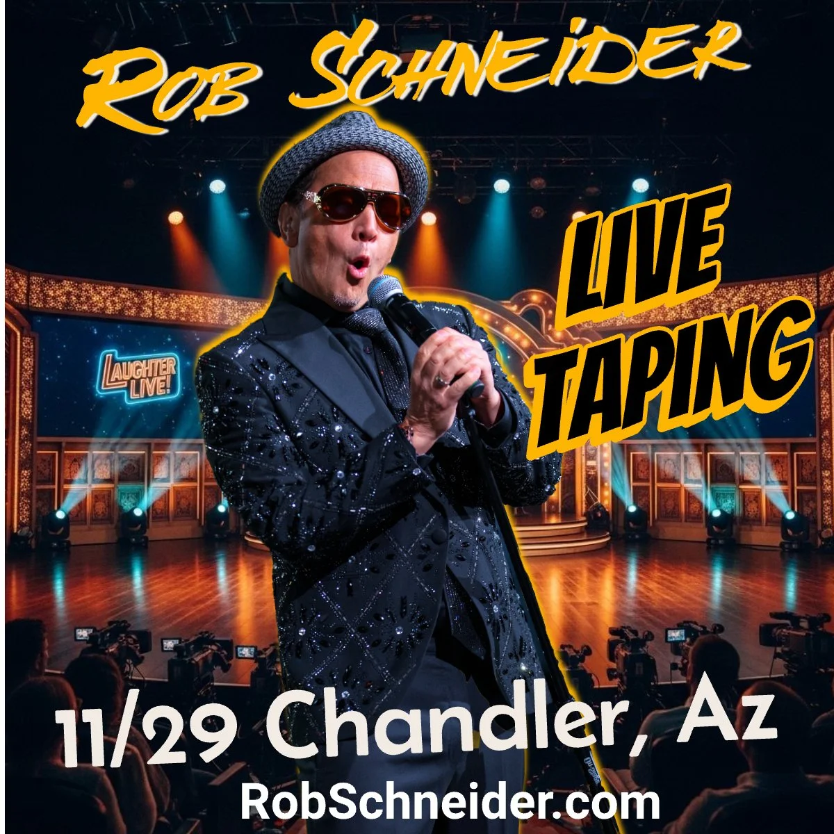 Chandler, AZ don't miss this show! I will filming my next live comedy special. It will be all new material and I'm bringing the band. Tickets are on sale right now at RobSchneider.com #RobSchneider #standupcomedy