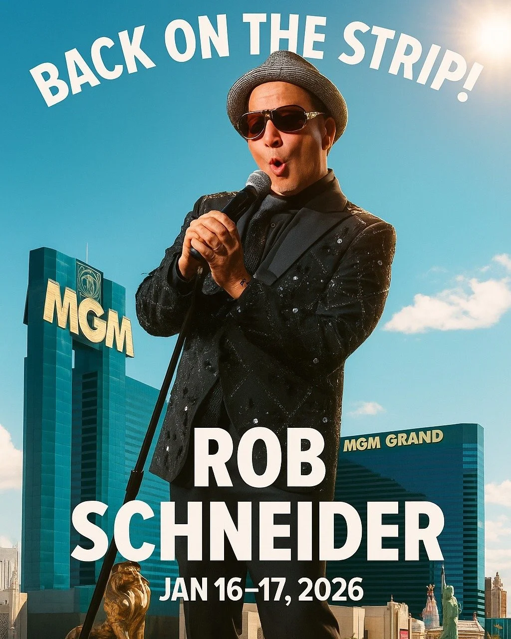 VEGAS! Rob Schneider&rsquo;s back on the strip! 2 nights only at the legendary MGM Grand. Jan 16-17 Tickets are on sale now at RobSchneider.com