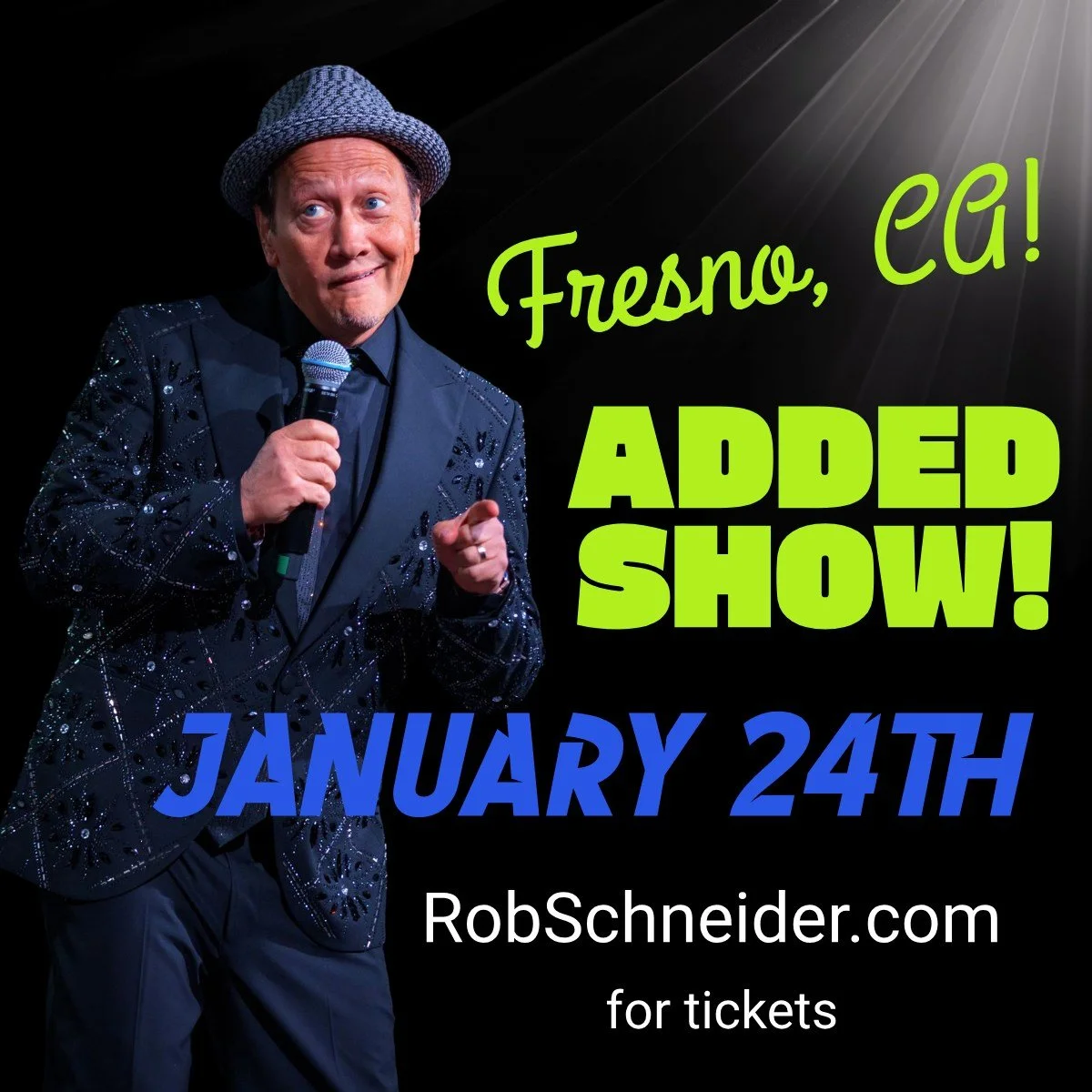 WE'VE ADDED A SHOW IN FRESNO!
If you were shut out of my first sold-out show in Fresno, I'm happy to report we've added a special "twilight" show at 5 PM on Saturday, January 24 at the Tower Theatre!  Click here for tickets: bit.ly/48SubCM
