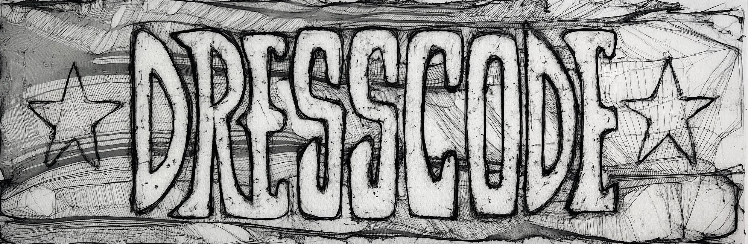 A black and white sketch of the word 'DREAM' with stars on either side, created with visible ink lines and shading.