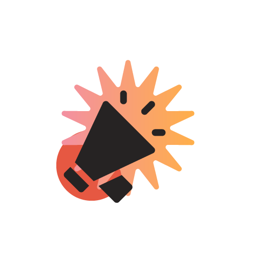 Illustration of a megaphone emitting sound waves or noise.