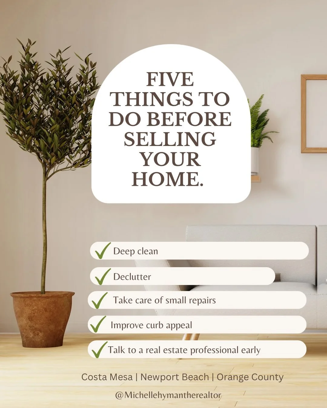 Save this if you&rsquo;re thinking about selling your home in the next year. 🫶🏼
Before putting your home on the market, a few simple steps can make a big difference in how quickly it sells and the price you receive.
Here are five things you can do 