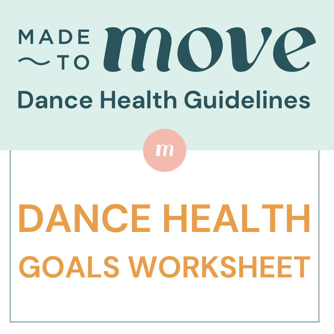 One page dance health goals worksheet.