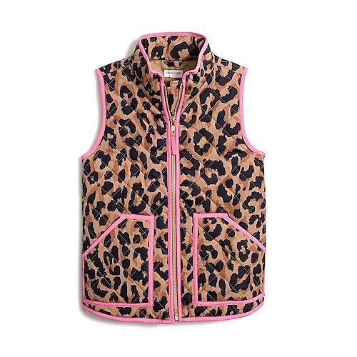Girl's Leopard Quilted Vest - J. Crew Factory