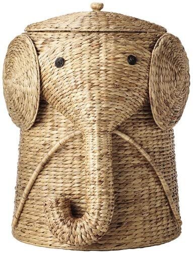 Elephant Lidded Hamper Basket