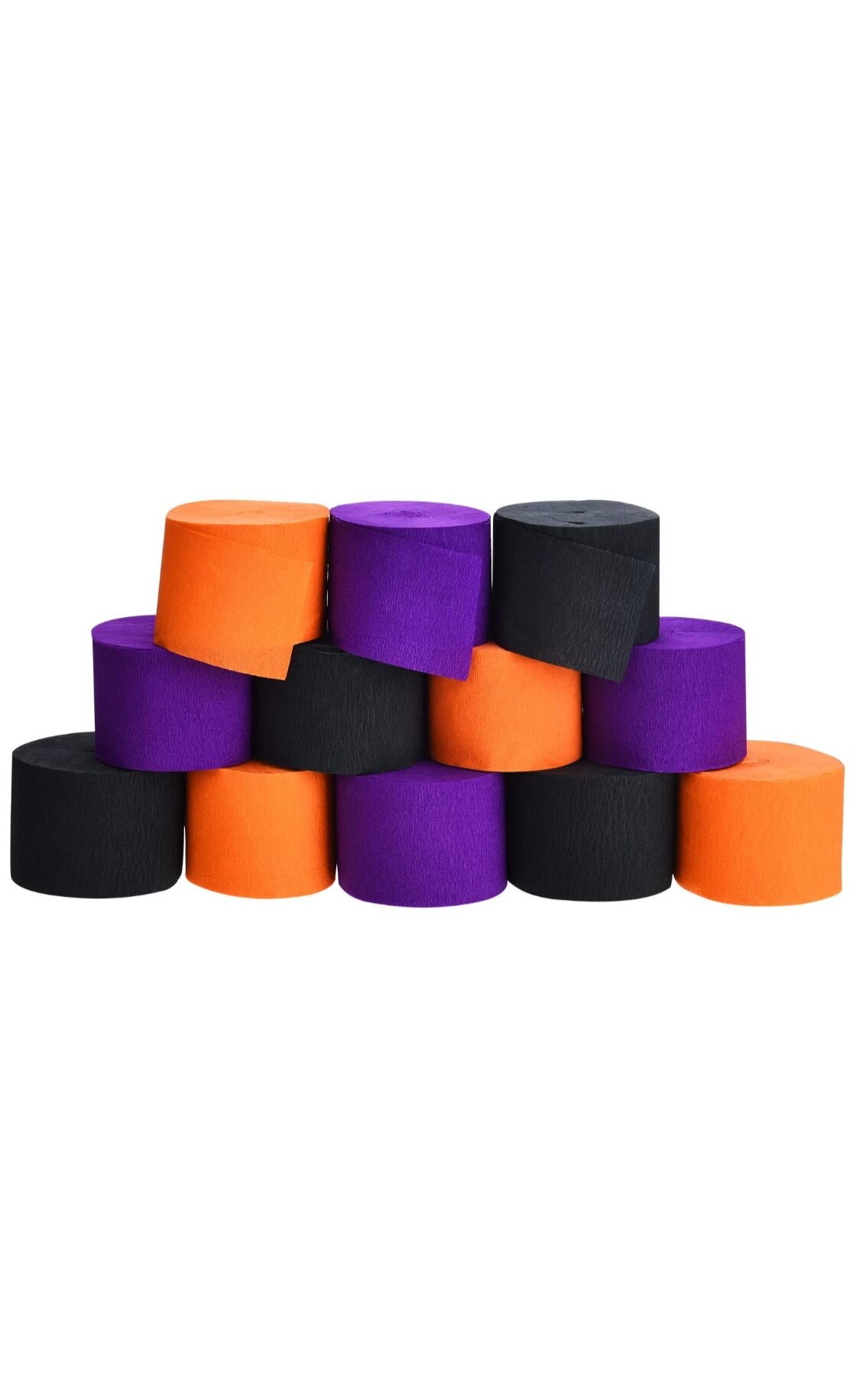 Halloween Crepe Paper Streamers - 12 rolls/ 3 colors