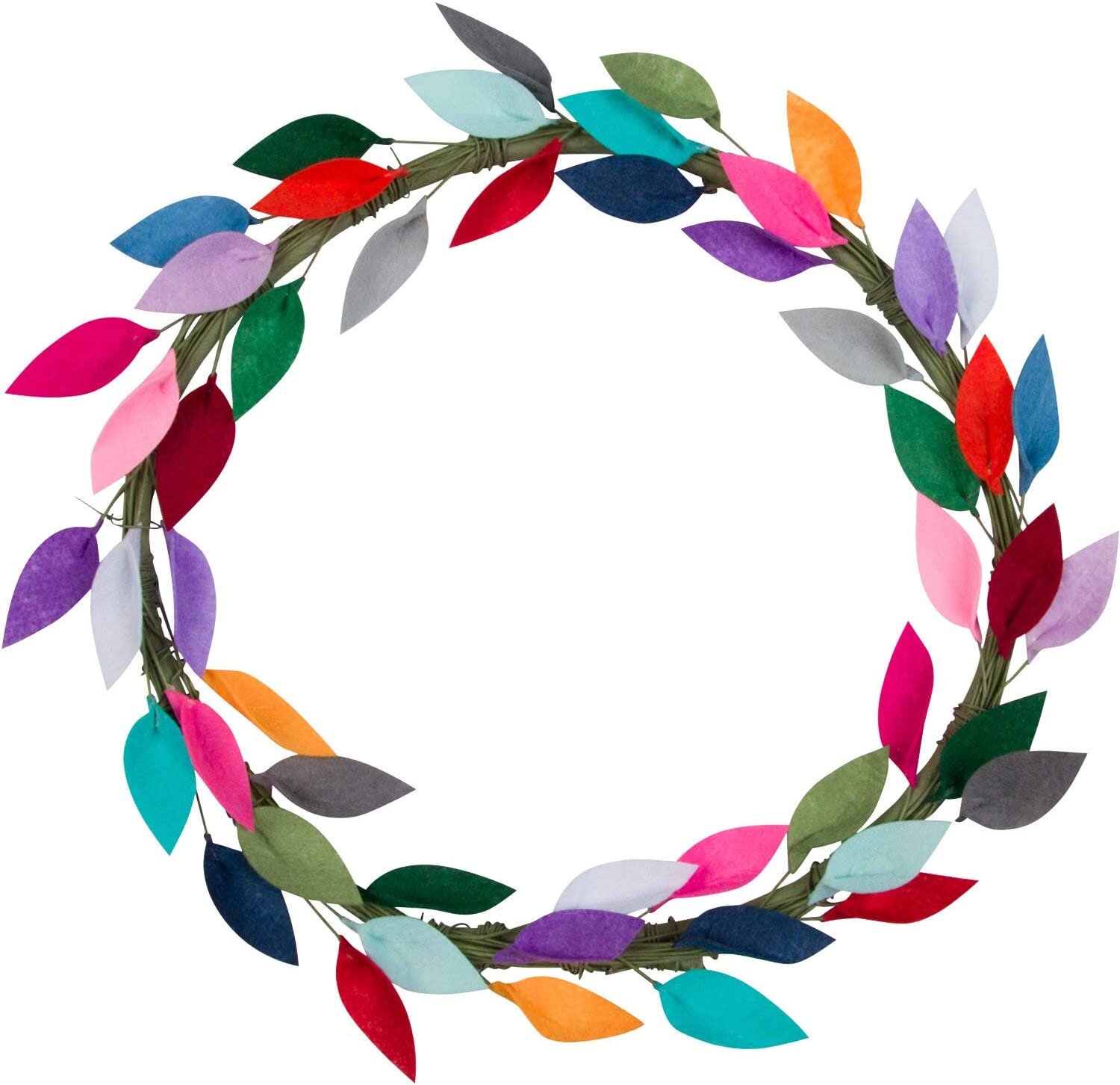 Colorful Felt Leaf Wreath - 16"