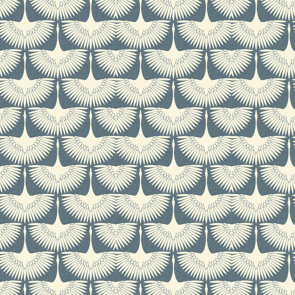  Feather Flock, denim blue - Wallpaper Direct 