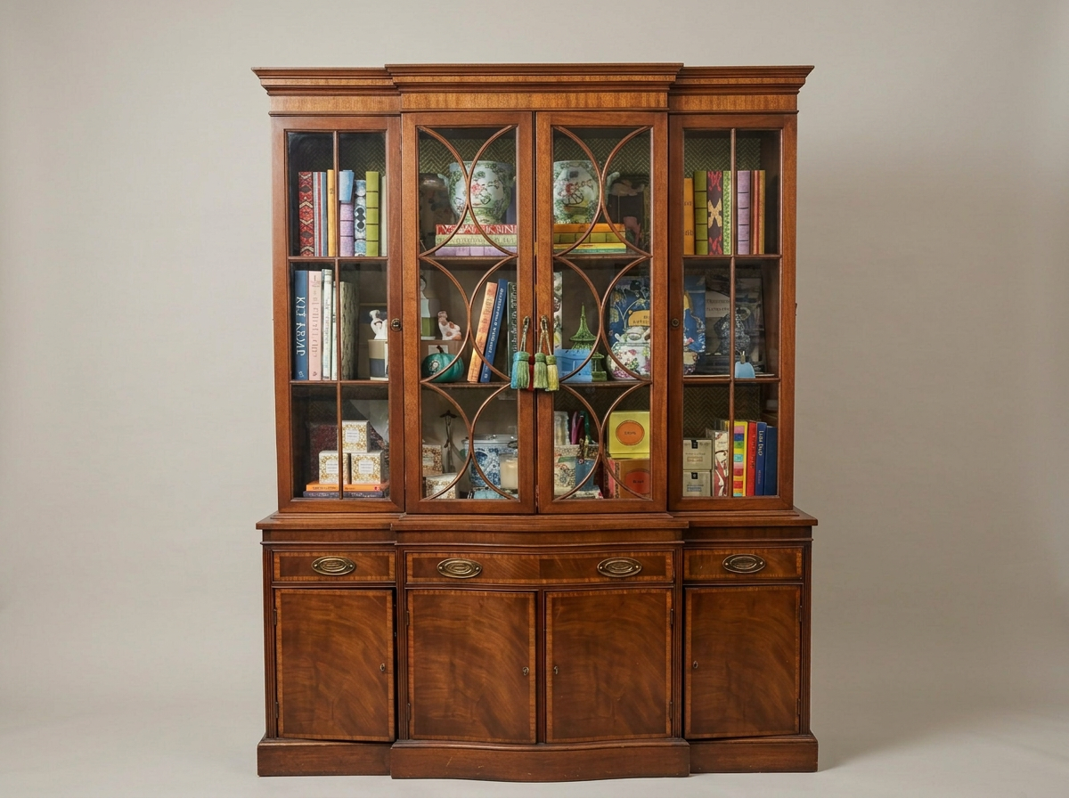Georgian Style Breakfront Cabinet, vintage